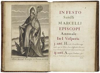 MANUSCRIPT.  In festo Sancti Marcelli Episcopi.  Manuscript in Latin on paper.  18th century